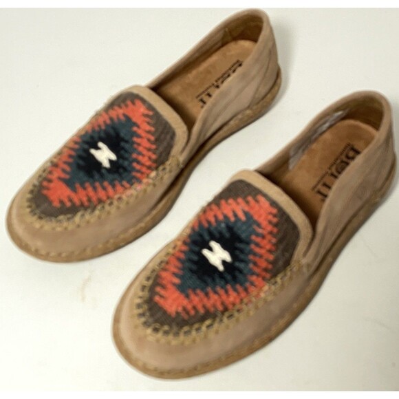 Sundance BORN Nava Loafers Brn Comfort Embroidered Suede Aztec Women’s Sz 7 NEW - Picture 1 of 11